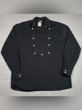 Wah Maker Bib Shirt Men's Size XL Black Long Sleeve Western Made In USA Cotton